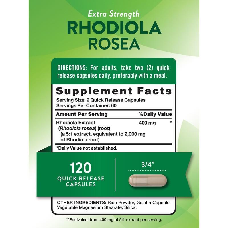Nature's Truth Rhodiola Rosea | 2000mg | 120 Capsules |