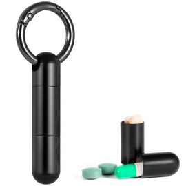 VANSU Titanium Keychain Pill Holder,Mini Pill Case Keychain,Waterproof Pocket Pill Case,Small Pill Container for Travel Purse(2 Compartment)