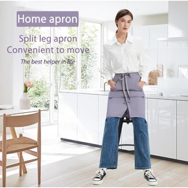 Jaspfct Servers Aprons with 2 Big Pockets Half Apron for Kitchen Working Gardening Women men MD035-Grey