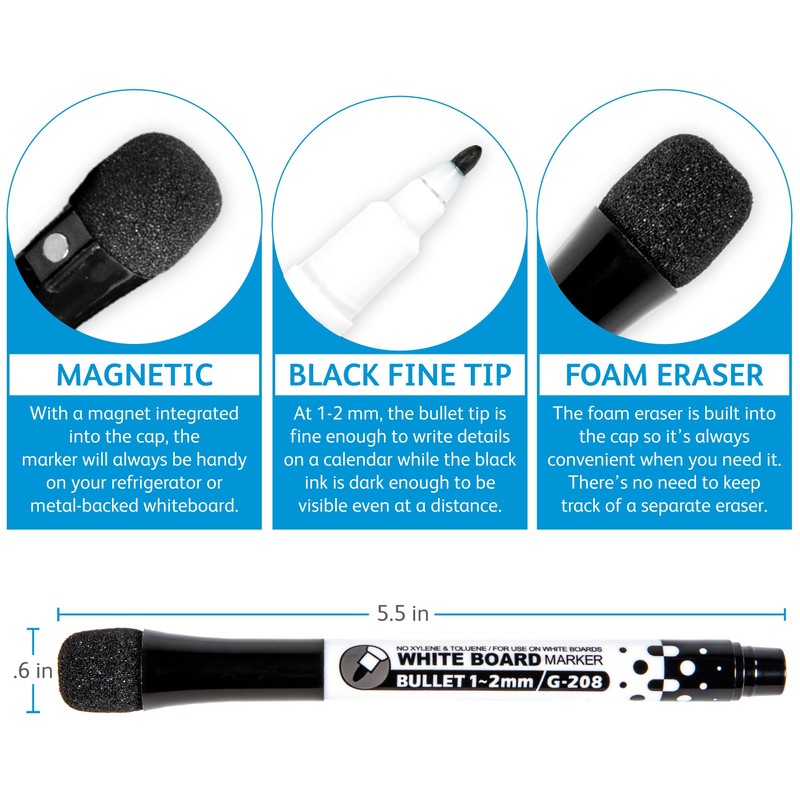 Glassboard Studio Black Fine Tip Dry Erase Markers Bulk 36-Pack