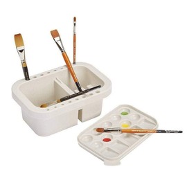 KINGART 902 Multi-Purpose Rectangular Brush Basin with Built In Sealable Painting Palette