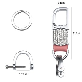 LCXWZNDY Key Chain Ring Clip Zircon Crystal shiny key hanger, Car keychain for men and women (Pink)