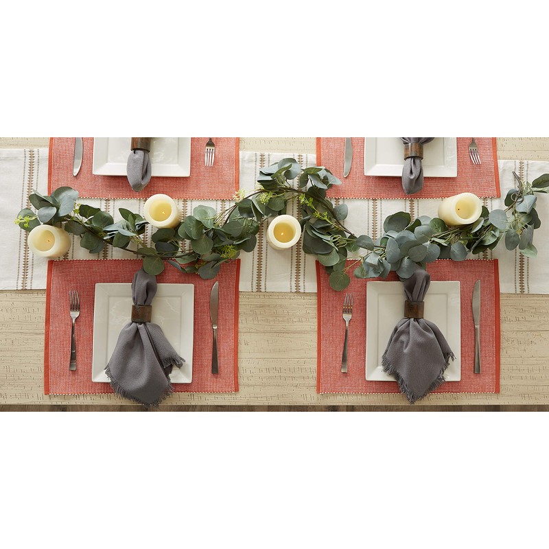 DII Two-Toned Collection Tabletop, Placemat Set, Vintage Red, 6 Piece