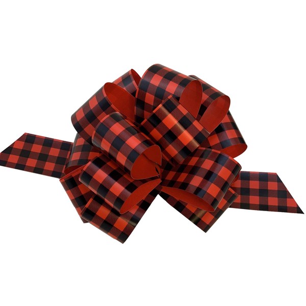 Red & Black Buffalo Plaid Pull Bows - 5" Wide, Set of 10, Gift Bows, Farmhouse Decor, Gift Wrap, Wedding, Presents, Fundraiser, Wreath, Swag, Fall, Christmas, Valentine's Day