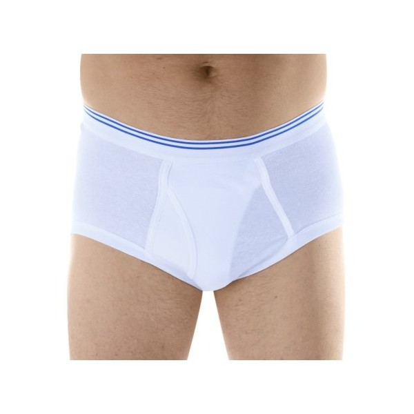 3-Pack Men's White Classic Regular Absorbency Washable Reusable Incontinence Briefs Large