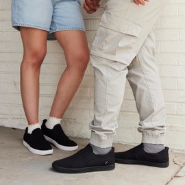 Kizik Slip On Shoes: Venice - Low-Profile, No Laces, Stretch Canvas with Grippy Rubber Soles, Casual Sneakers for Women & Men, Hands Free Convenience - Black M9 / W10.5