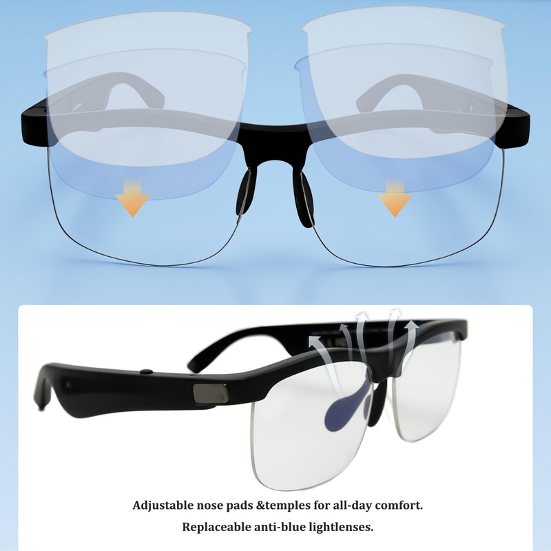 SurPonzin Smart Glasses Pro: 110-Language Real-Time Translator, Bluetooth 5.4, Frameless