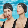 Aegend Swim Caps for Long Hair (2 Pack), Black Pink