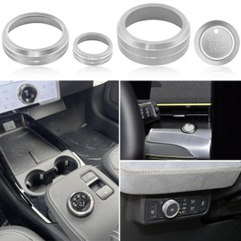 ZOXOQ Volume Knob Cover Fit for Ford Mustang Mach-E Accessories 2021 2022 2023 2024 Center Console Engine Start Stop Button Ring Headlight knob Cover Gear Shift Switch Control Cap 5PCS (Silver)