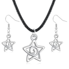 ICFIRSION Y2k Spiral Star Earrings Necklace For Women Silver Swirly Star Earings Sets Jewelry