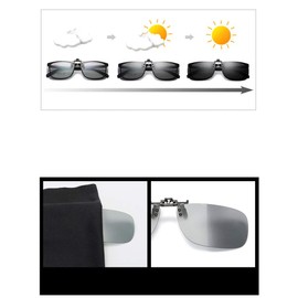 PLOPLO Color Changing Dimming Clip-on Sunglasses, Polarized Sunglasses, Flip Up, Front Pole, Polarized Lenses, Clip Sunglasses, Black
