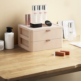 Forthcan Storage Case, Storage Box, Drawer, Small Items, Storage Box, Top, Small Storage Drawer, Cosmetics Storage, Stationery Storage, Desktop Storage, White, 2 Tiers