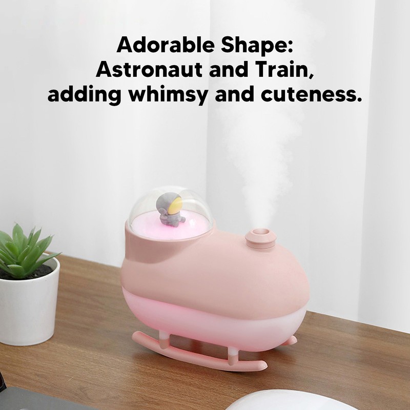 Small Humidifier Desktop Humidifier Cartoon Astronaut Train Colorful Lighting USB