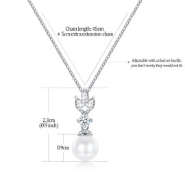 CERSLIMO Jewellery Set for Women - Pearl Pendant Necklace | White Gold Plated Jewelry Womans Gift Sets for Wedding Party