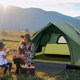 Tangkula 2 Person Camping Tent, Portable Backpacking Tent with Removable Rainfly, Floor Mat, 4 Mesh Walls & Zippered Doors, Carrying Bag, Family Dome Tent for Camping Hiking