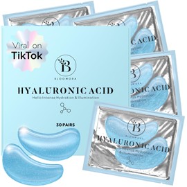 BLOOMORA Parches Para Ojos De Ácido Hialurónico (30 Pares) Parches Debajo De Los Ojos Para Ojeras, Parches Debajo De Los Ojos Para Ojos Hinchados Y...