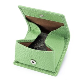 QEZEZA 小銭入れ 本革 1パック コインケース こぜにいれ コインホルダー こいんけーす レザー ボックス型 ボタン式 ミニ財布 薄型 コンパクト 大容量 メンズ レディース （グリーン）