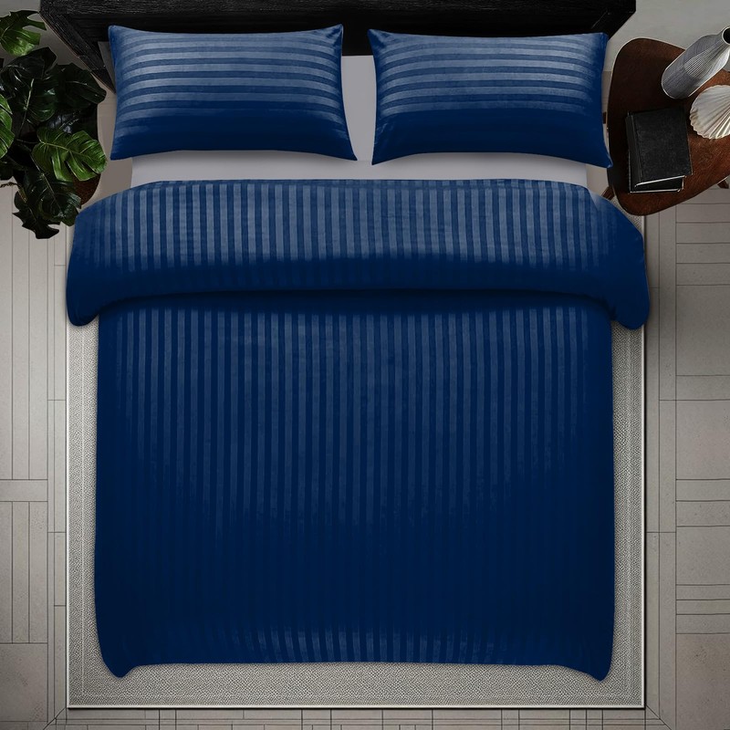Pamposh Satin Stripe Duvet Cover Set Single Bed Premium Hotel