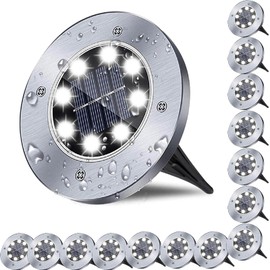 Rayolon Solar Ground Light, Waterproof Solar Garden Lights, Upgraded Outdoor Garden Waterproof Bright in-Ground Light, Landscape Lights for Pathway,Yard,Deck,Lawn,Patio,Walkway (16 Pack White Light)