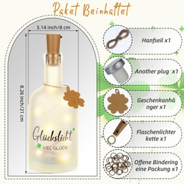 TUZELIYA LED Flaschenlicht mit Spruch Glückslicht - Geschenke für Frauen - Geldgeschenk - Dekolicht - Geburtstagsgeschenk für Frauen Freundin Lieblingsmensch