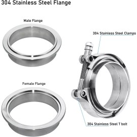 V G Parts 1.5" Inch Stainless Steel V Band Clamp Kit & Turbo Exhaust V Band Flange Kit
