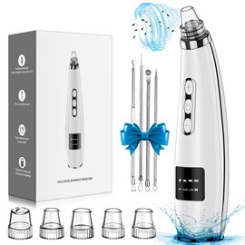 Blackhead Remover Pore Vacuum Upgraded Facial Pore Cleaner Electric Comedone Whitehead Extractor Tool-5 Suction Power,5 Probes,USB Rechargeable Blackhead Vacuum Kit for Women & Men