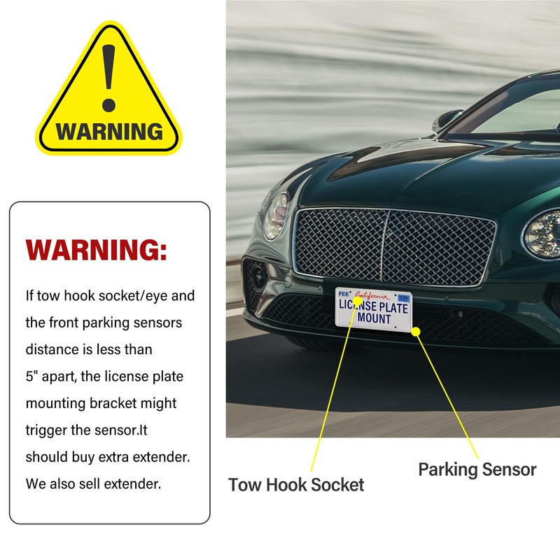 License Plate Holder Front Bumper Mount Bracket Compatible with Bentley