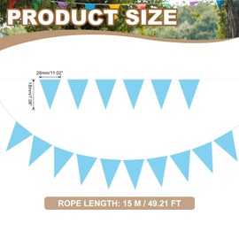 PATIKIL 49ft Pennant Banner Flags, Felt Fabric Pennant Flags String Triangle Flag Banner Bunting Garland for Carnival Wedding Birthday Party Decorations, Light Blue