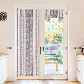 NICETOWN Linen Door Curtain - Privacy Light Filtering Tricia Boho Window Curtains for Patio French Front Door Sidelight Curtain Tie up Shade, W26 x L72 inch, 1 Panel, Natural