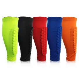 Sleeve Style Soccer Shin Guards for Adults, Men, Women & Kids | Protective Football Soccer Pads with Superior Impact Absorption, Breathable, & Lightweight | Football Shin Guards Sleeves (Purple, M)