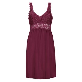 HUNKEMÖLLER Nora Lace Slip Dress, Windsor Wine [175247], XS