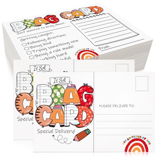 200 Pcs Teacher Mail Cards Brag Cards for Students Classroom