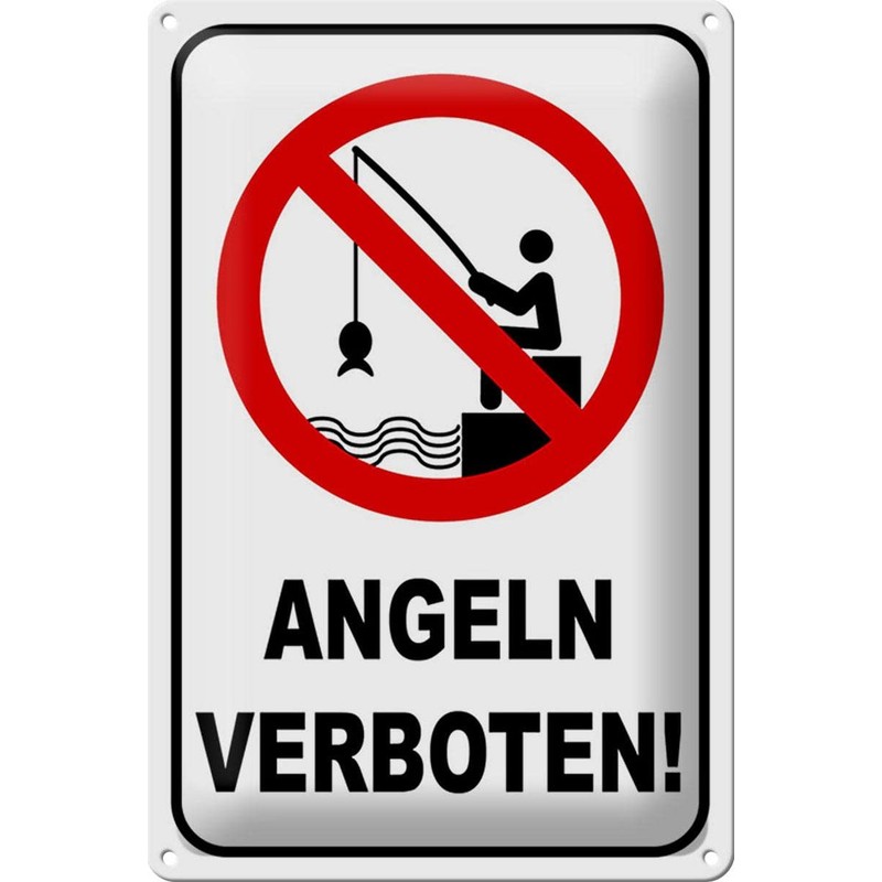 Generisch Tin Sign 20 x 30 cm Fishing Prohibited Notice