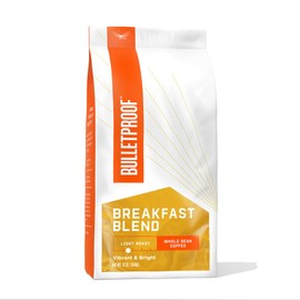 Breakfast Blend Whole Bean Coffee, Light Roast, 12 Oz, Bulletproof Luminate Keto 100% Arabica Coffee, Certified Clean Coffee, Rainforest Alliance, Sourced from Guatemala, Colombia & El Salvador