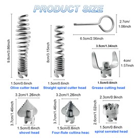 7 Pcs Drain Cleaner Combination Cutter Head Set 16mm Drain Snake Drill Attachment for Ridgid k50 K400 Pipeline Dredging Machine