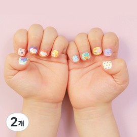 Bonbong Friends Nail Friends Bonbong Stick-on nail polish for kids ages 3 to 7, sweet macaron, 2 pieces / 봉봉프렌즈 네일프랜즈봉봉 3~7세 키즈용 붙이는 매니큐어, 달콤마카롱, 2개