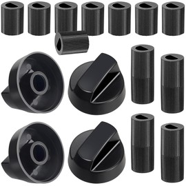 4 Pack Black Universal Control Knobs with Replacement for 12 Adapters, Universal Stove Knobs Replacements, Upgrade Universal Knobs, Wide Application for for Oven Stove Range