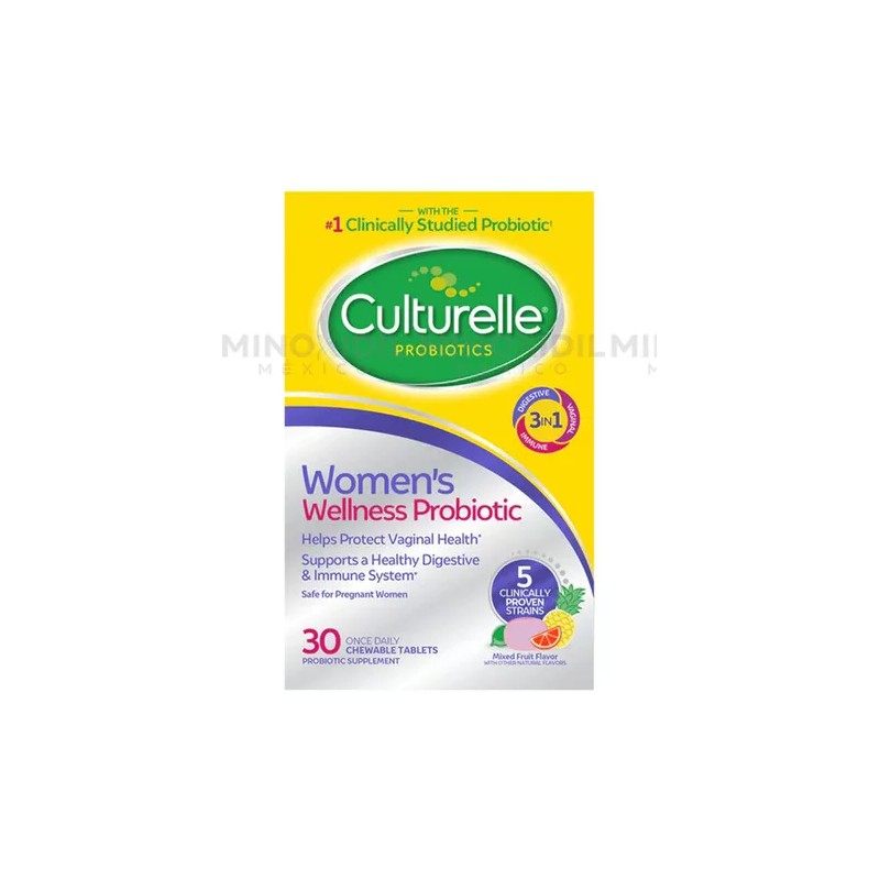 Culturelle Probióticos Para Mujeres 120 Mg 30 Tabletas Sabor Frutas