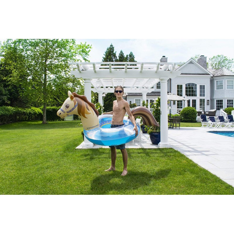 Swimline Hobby Horse Glitter Inflatable Pool Ring, Multi, 67"x 37"