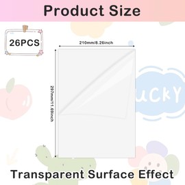 AOOTE 26 Sheets Clear Sticker Printer Paper, 297 x 210mm Printable Vinyl Stickers Paper, A4 Transparent Glossy for Inkjet & Laser Printers, Use for Office, DIY Clear