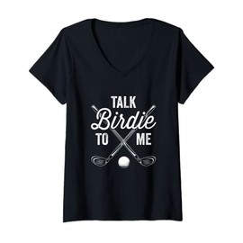 Womens Talk Birdie To Me Funny Golf Design V-Neck T-Shirt