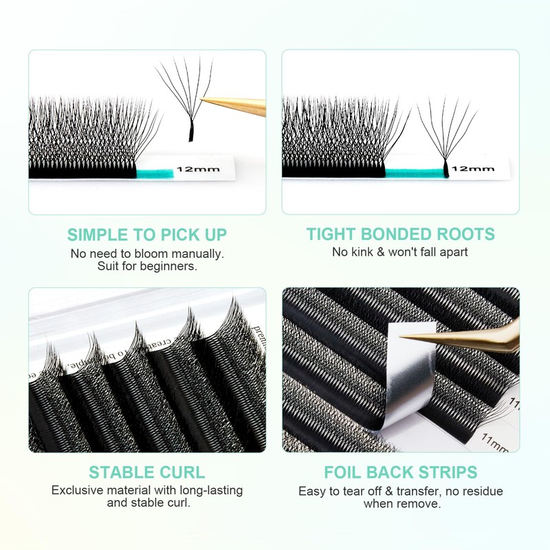 NAGARAKU 6D Lashes, W Shape Eyelash Extensions 0.07mm D Curl