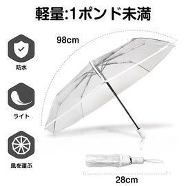 Full Auto Folding Transparent Umbrella Vinyl Umbrella Folding Umbrella Auto Open and Close Lightweight Durable Folding Umbrella 8 Ribs Trifold Umbrella Rainproof Windproof Snowproof Suitable for Men
