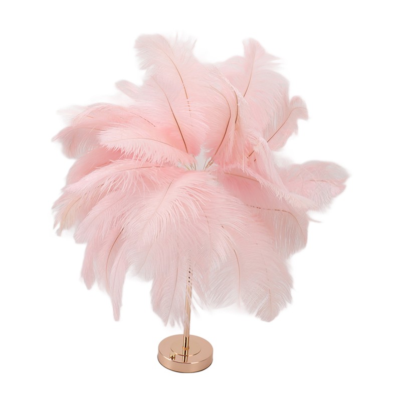 Ostrich Feather Table Lamp Rechargeable Modern Romantic Decoration Lamp Bedroom