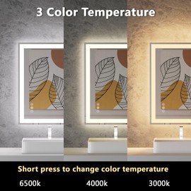 Callsky 24"x 32" LED Mirror for Bathroom, Front and Backlit Controlled Separately LED Wall Vanity Mirror, LED Vanity Mirror with Lights, Stepless Dimmable, Anti Fog, Tempered Glass, Memory (UL ETL)