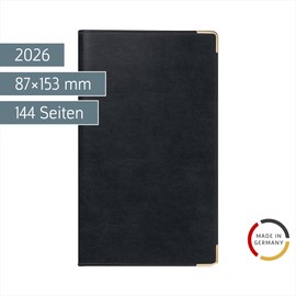 rido/idé Pocket Calendar Model Pocket Planner Int. 2026 | A6, Faux Leather, Black