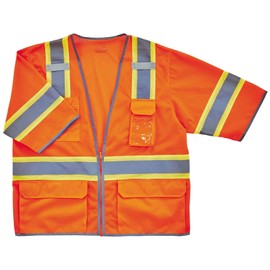 Reflective Safety Vest, ANSI Class 3, Hi Vis Two Tone, 6 Easy Access Pockets, Ergodyne GloWear 8346Z