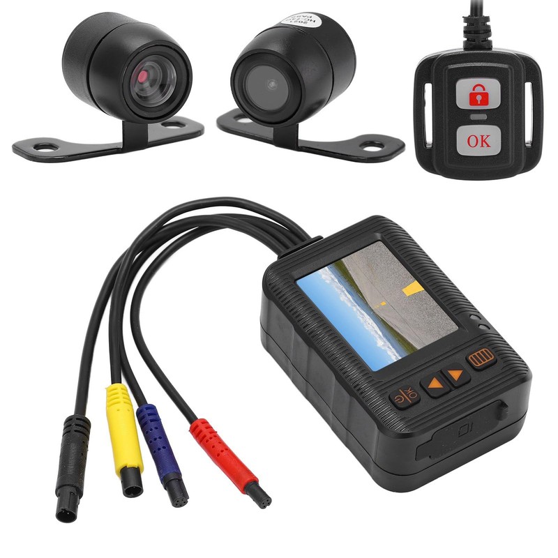 Motorcycle 2 Inch Driving Recorder 1080P + 720P HD Lens