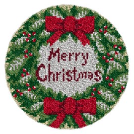 YOOTOM Latch Hook Rug for DIY Knotting, DIY Christmas Latch Hook Rug Kits, Cross Stitch Rug, Christmas Latch Hook Rug Kits, 52 x 38 cm