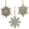 Gisela Graham Set of 3 Gingerbread Style Snowflake Christmas Decorations (9cm each)